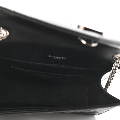 Saint Laurent Grain De Poudre Textured Mixed Matelasse Triquilt Small Monogram Satchel Black 5 of 12
