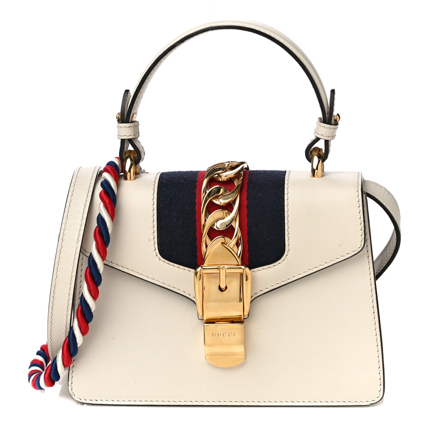 Calfskin Mini Sylvie Top Handle Bag White