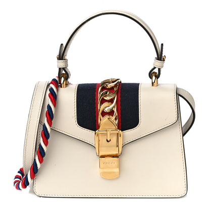 Gucci Calfskin Mini Sylvie Top Handle Bag White 1 of 22