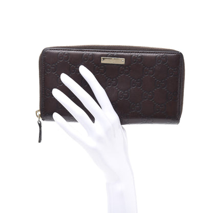 Gucci Guccissima Margaux Calfskin Metal Bar Zip Around Wallet Chocolate 2 of 13