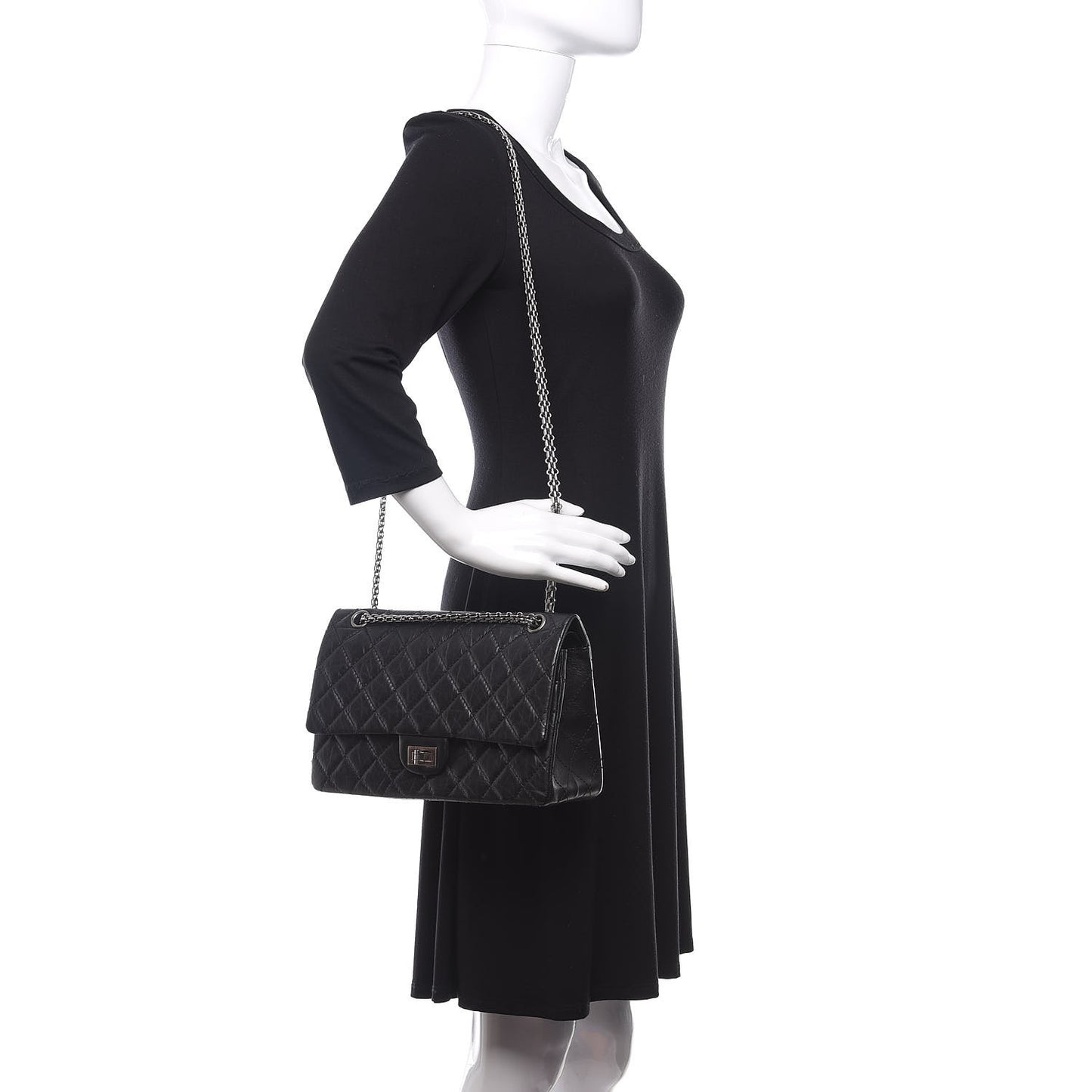 Aged Calfskin Quilted 2.55 Reissue 226 Flap Black