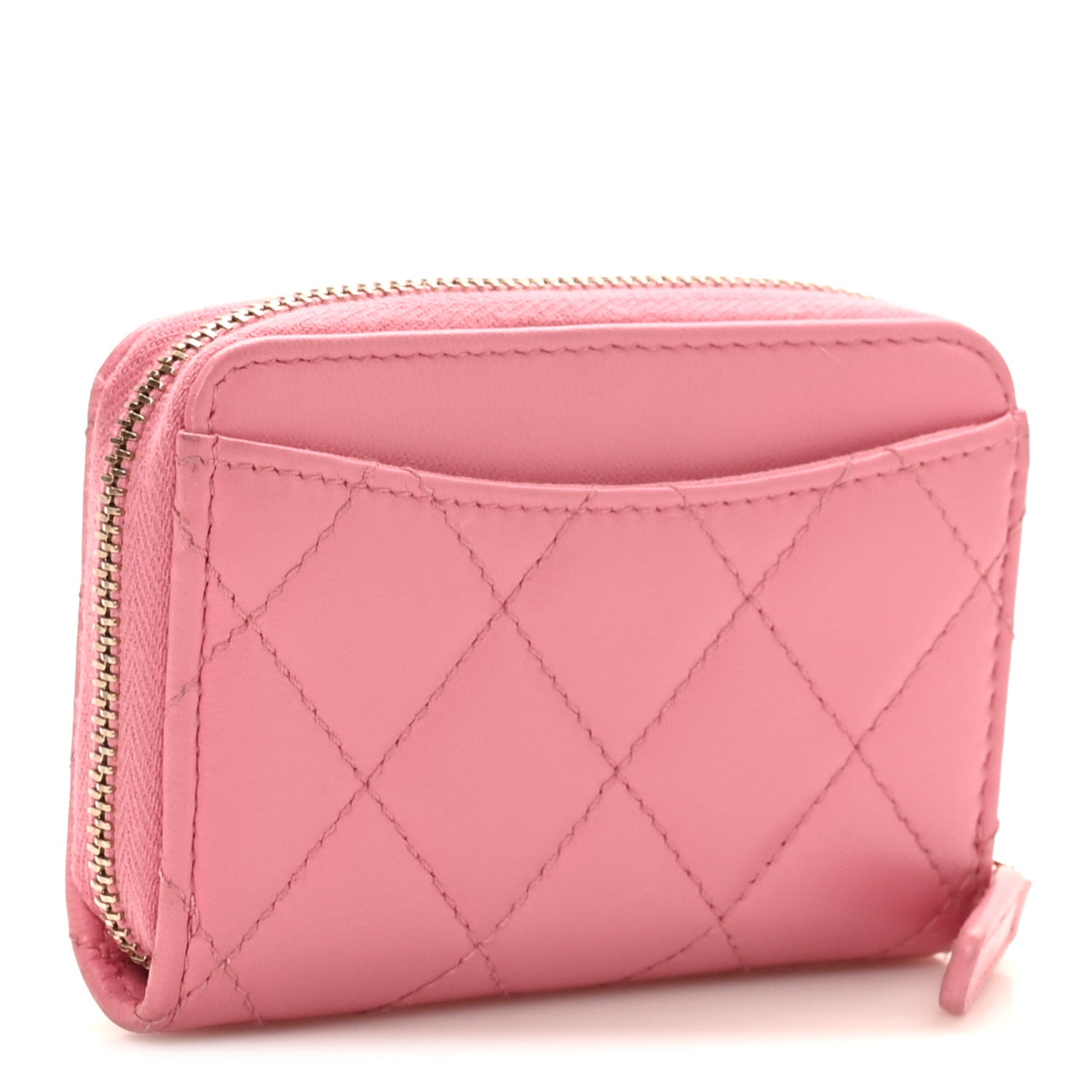 Chanel Lambskin Quilted Zip Around Coin Purse Light Pink 3 of 7