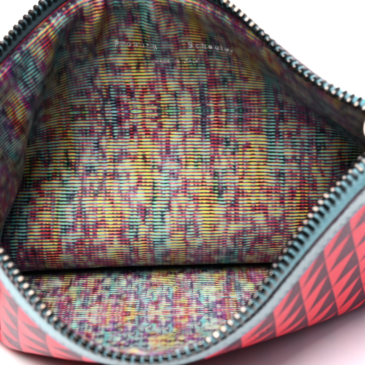 Calfskin Triangle Print Zip Pouch Multicolor