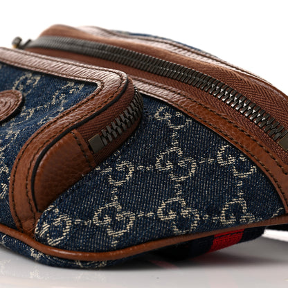 Gucci New Denim GG Monogram Dollar Calfskin Web Retro Interlocking G Belt Bag Blue Tea Cuir Epilog 10 of 10