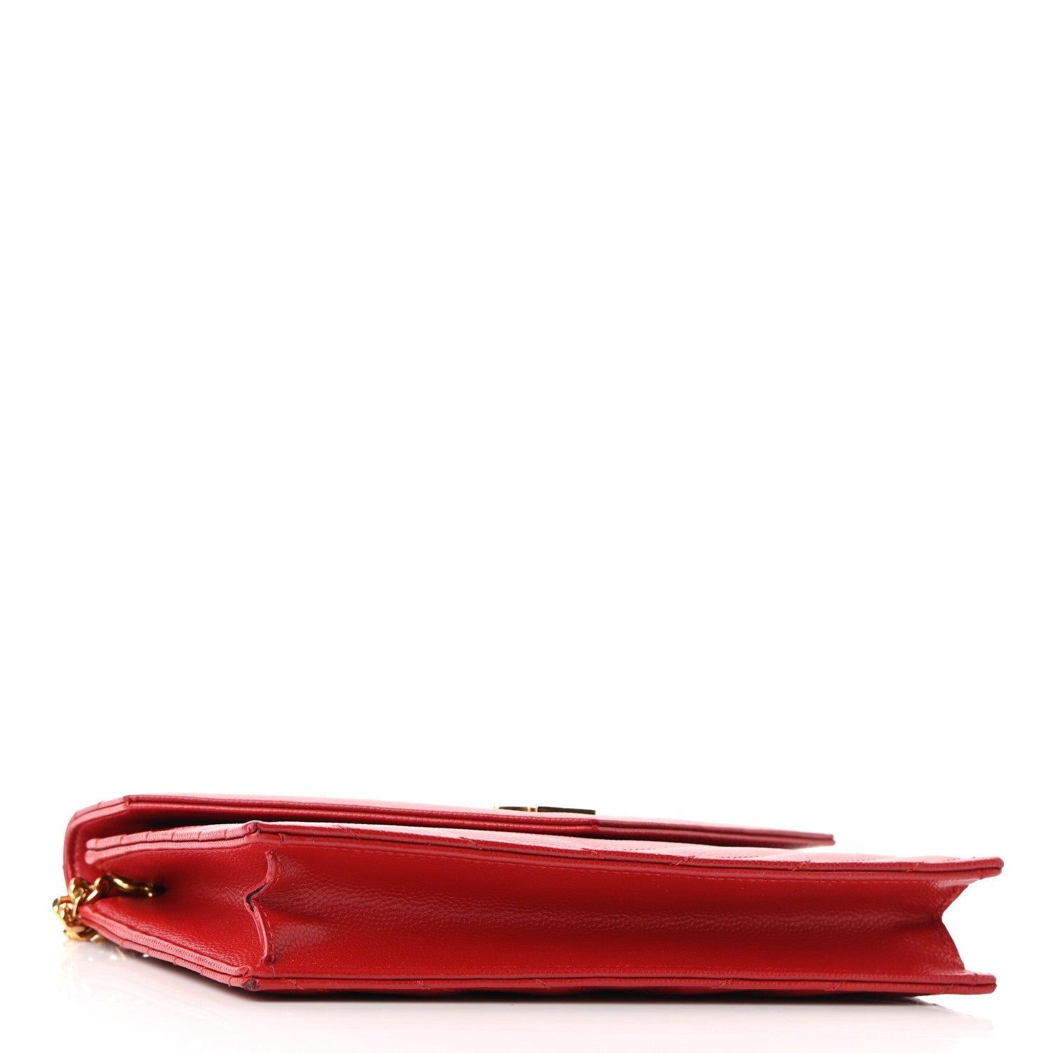 Saint Laurent Grain De Poudre Matelasse Chevron Monogram Envelope Chain Wallet New Red 4 of 10