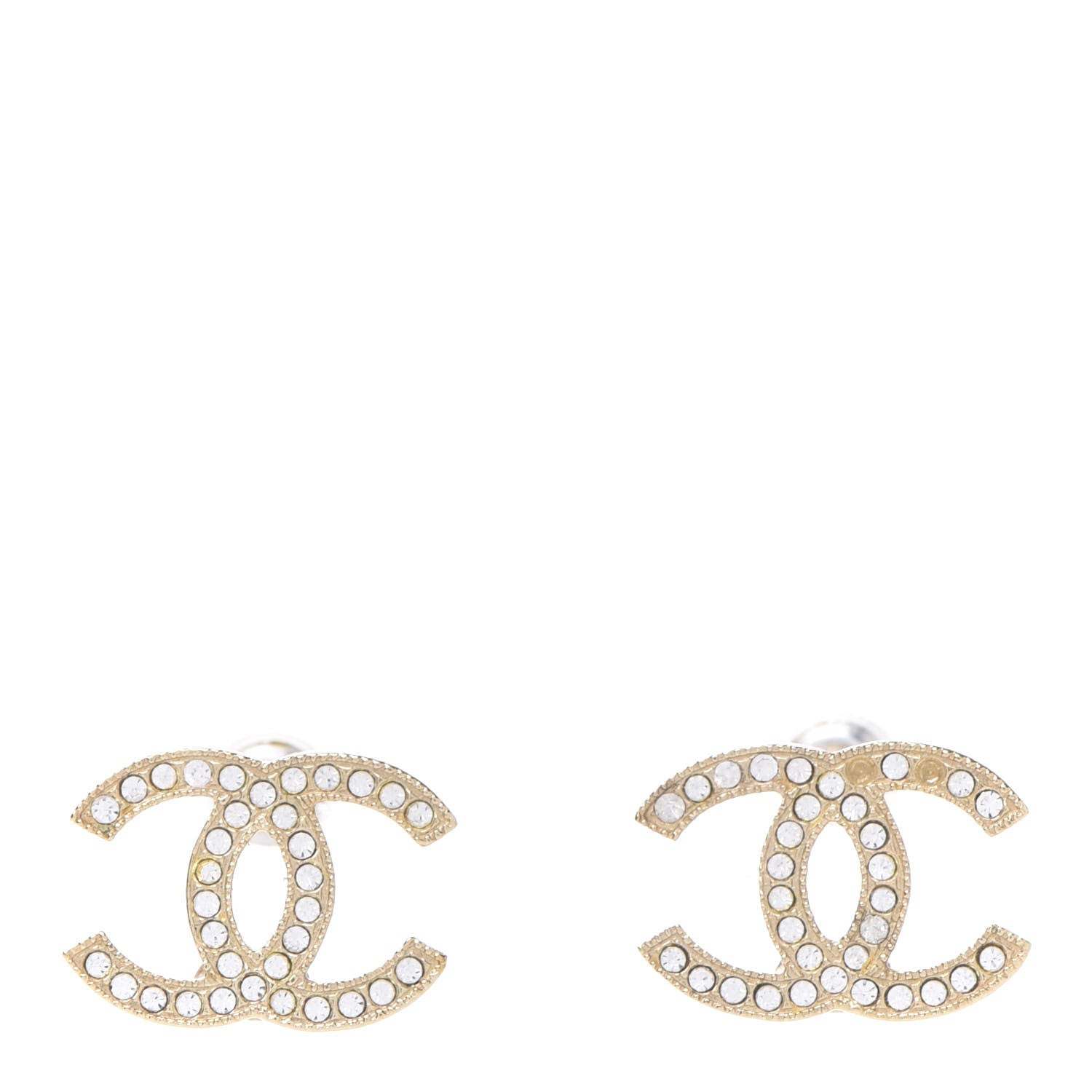 Chanel Crystal CC Earrings Gold 1 of 6