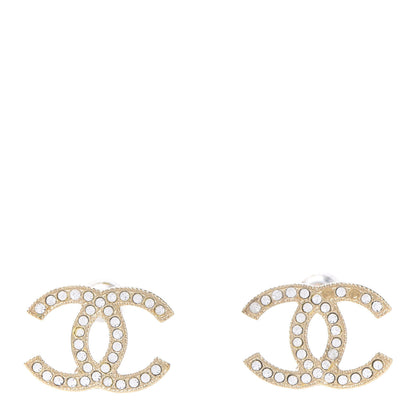 Chanel Crystal CC Earrings Gold 1 of 6