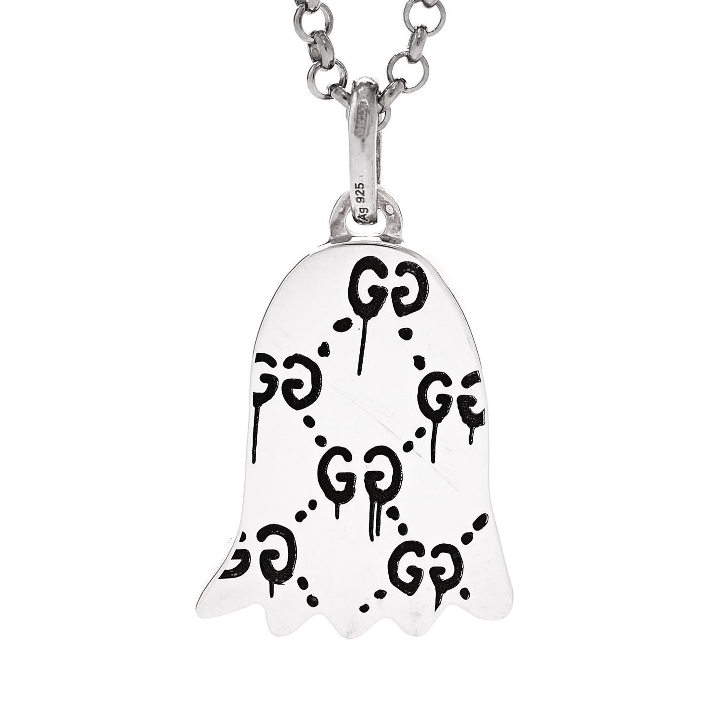 Sterling Silver Enamel GucciGhost Ghost Pendant Necklace Red