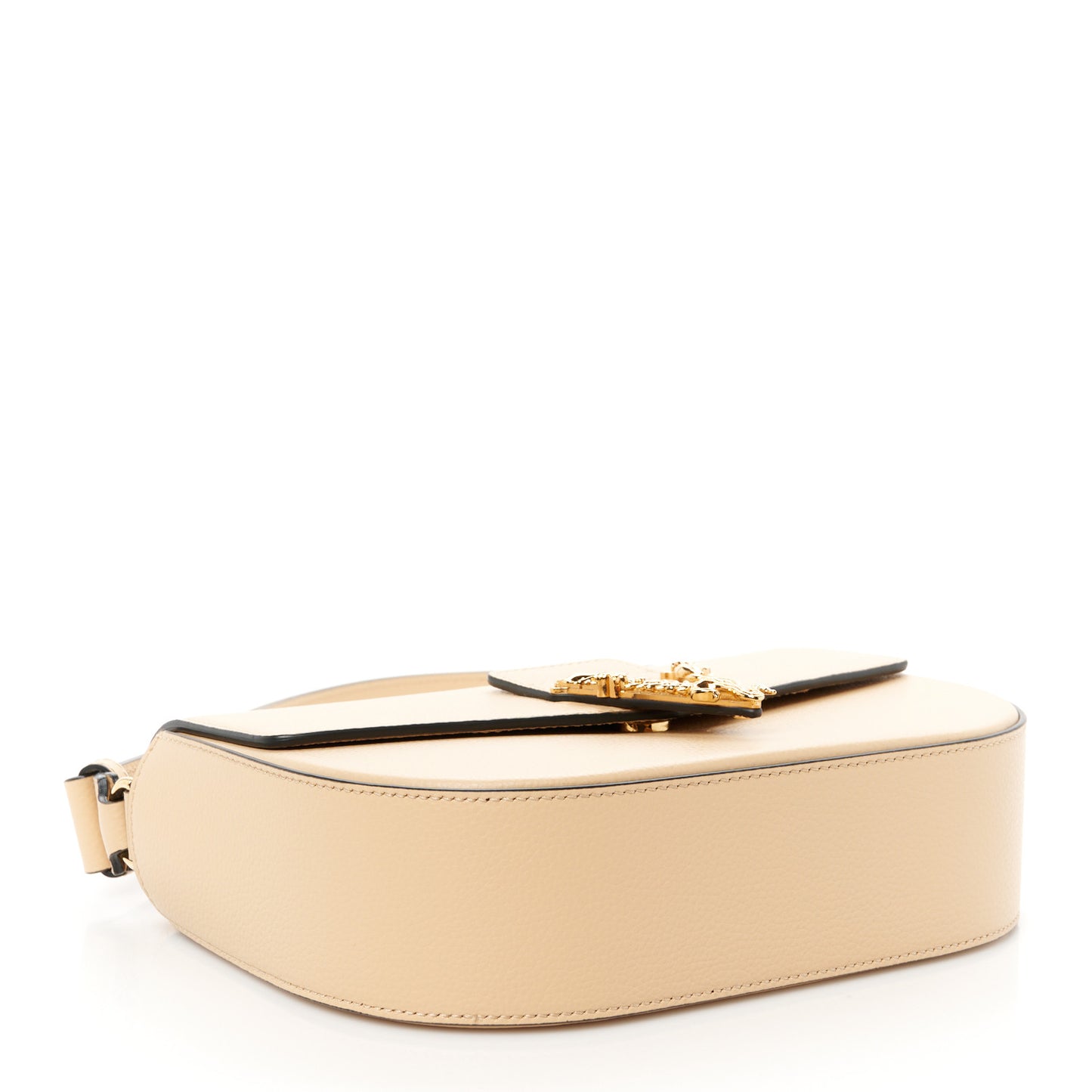 Grained Calfskin Virtus Crossbody Bag Beige