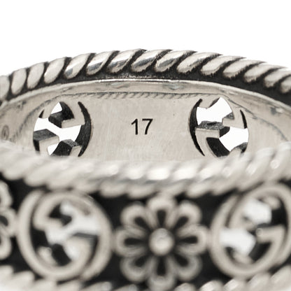 Gucci Sterling Silver Interlocking G Flower Ring 56 7.5 11 of 13