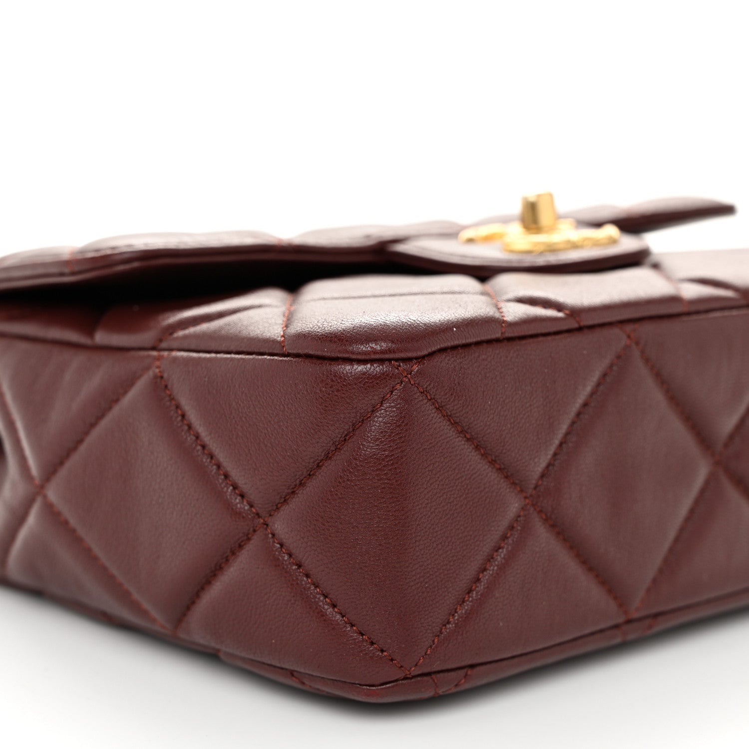 Chanel Lambskin Quilted Mini Logo Square Flap Burgundy 9 of 10