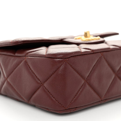 Chanel Lambskin Quilted Mini Logo Square Flap Burgundy 9 of 10