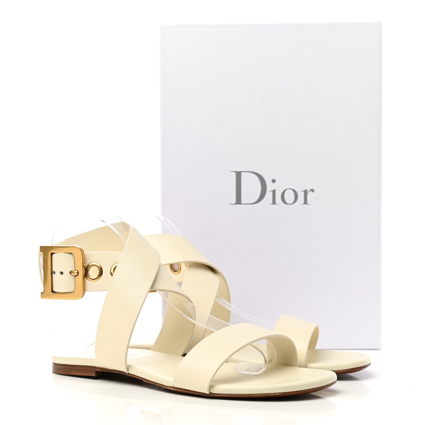 Calfskin D-Dior Sandals 37.5 White