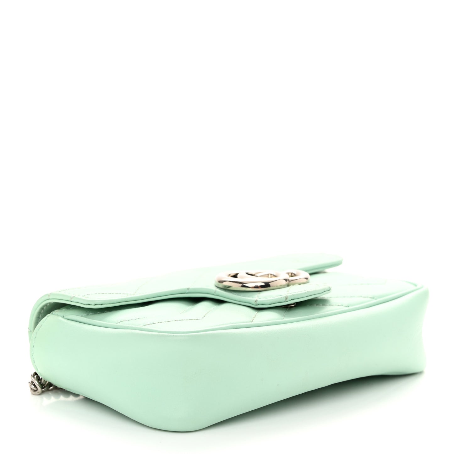 Calfskin Matelasse Super Mini GG Marmont Shoulder Bag Water Green