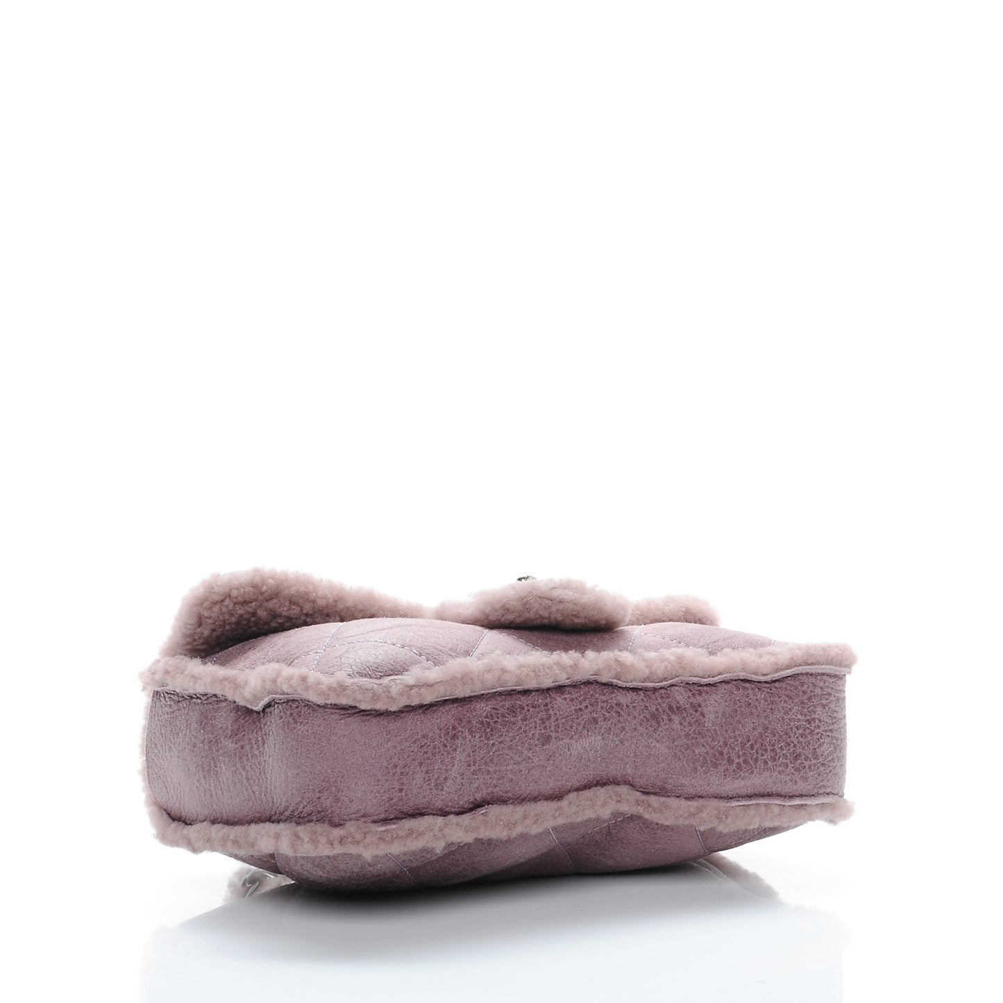 Shearling Quilted Medium Single Flap Purple