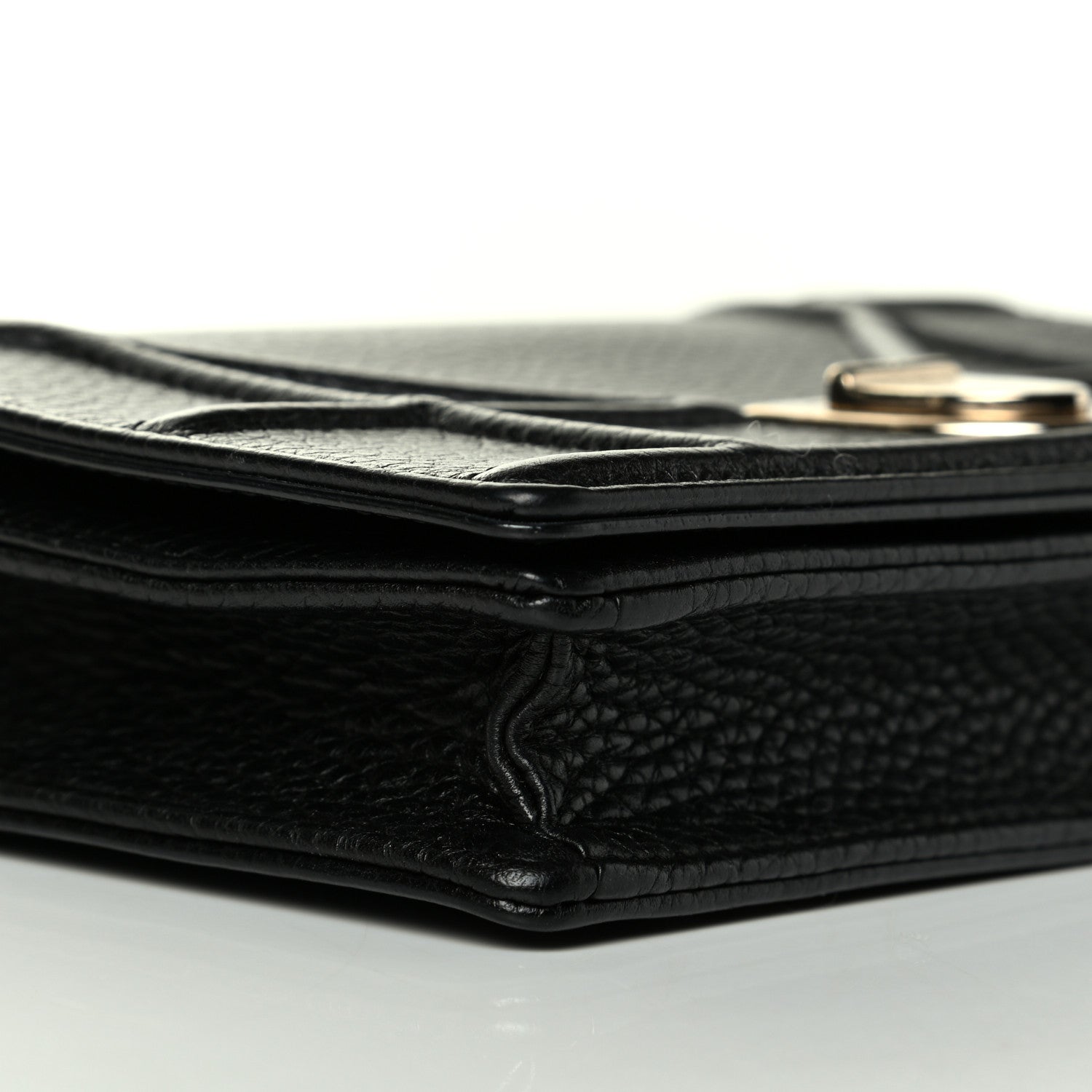 Christian Dior Grained Calfskin Diorama Wallet on Chain Pouch Black 6 of 8