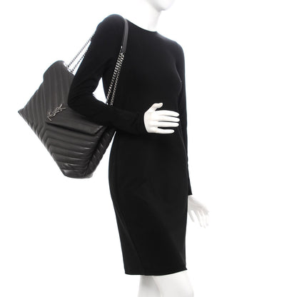 Saint Laurent Calfskin Y Quilted Monogram Large Loulou Chain Satchel Asphalt 2 of 7