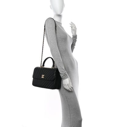 Chanel Lambskin Chevron Quilted Medium Trendy CC Dual Handle Flap Bag Black 3 of 11