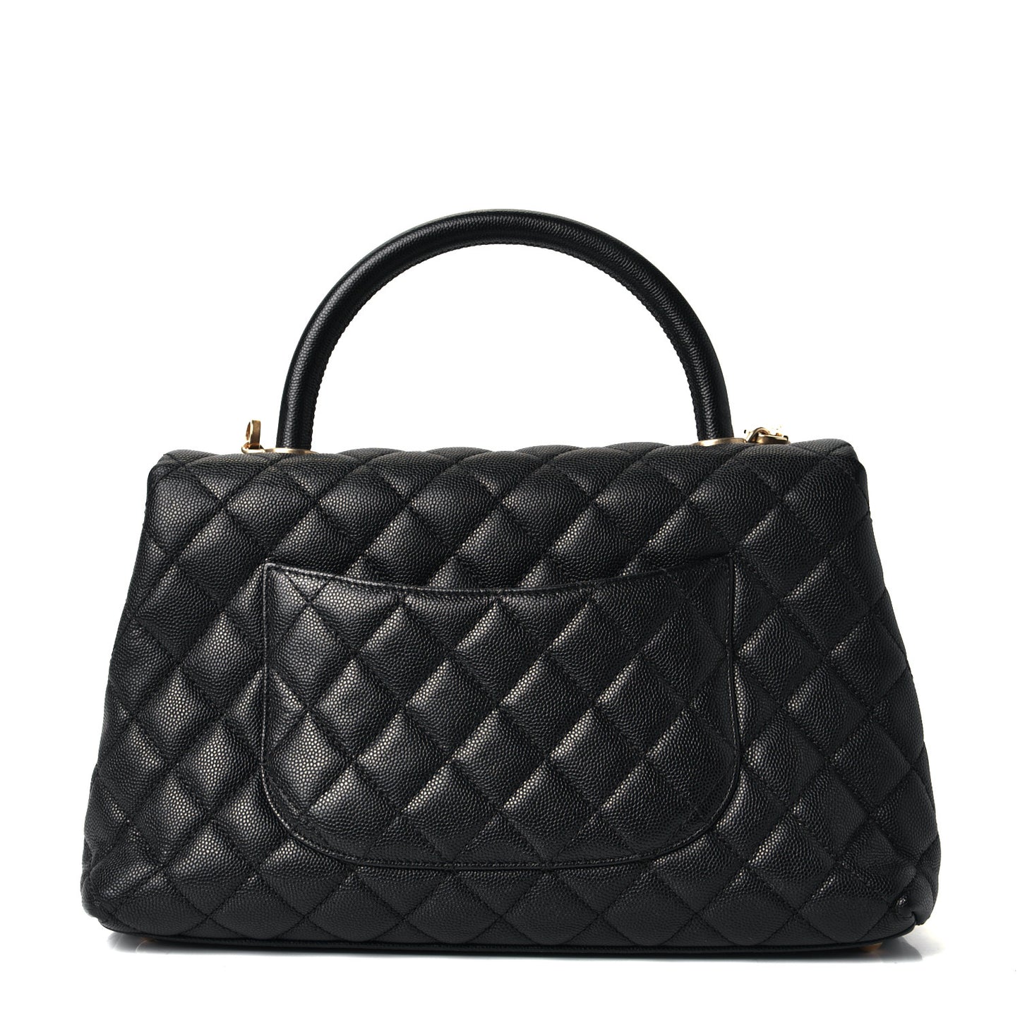 Caviar Quilted Small Coco Handle Flap Black