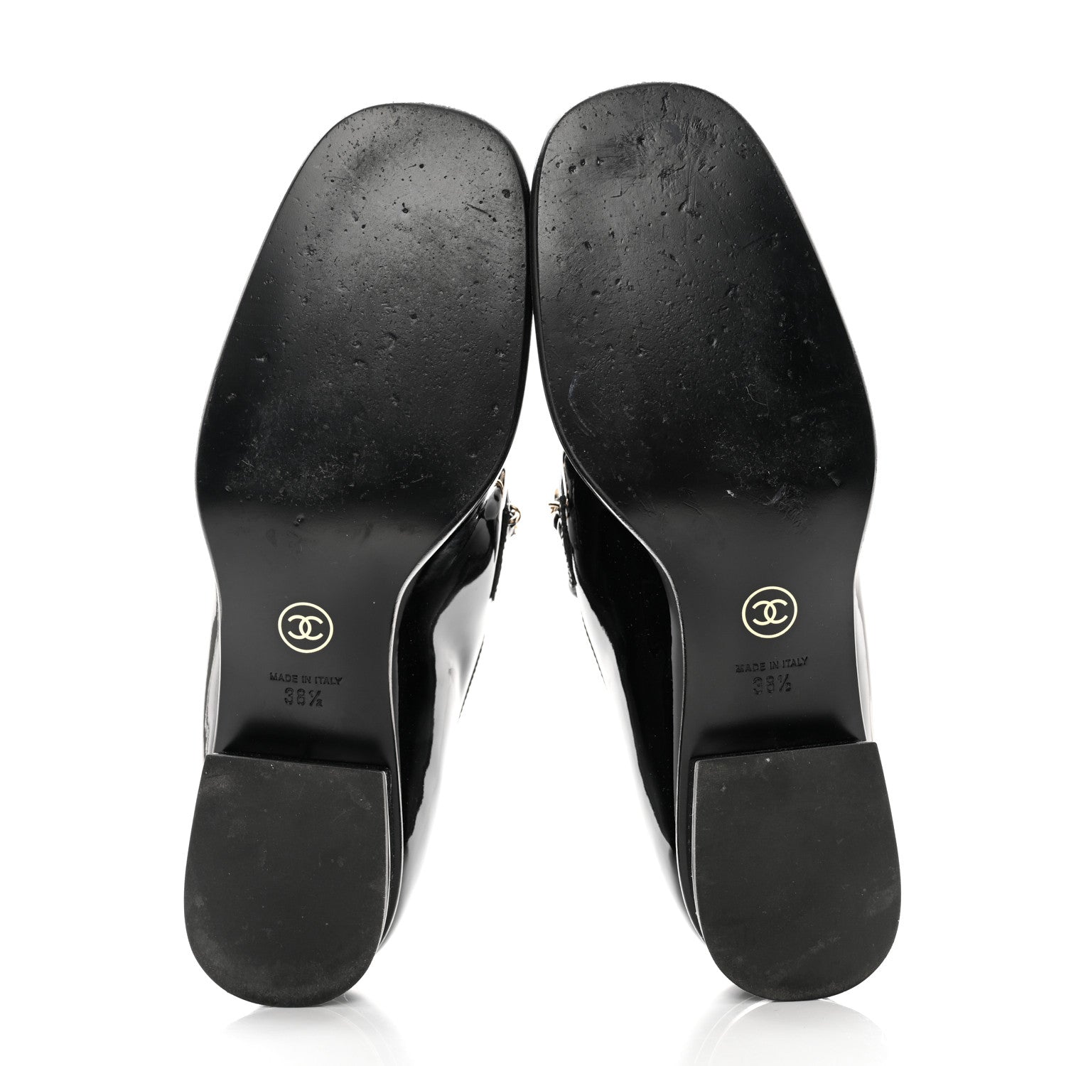 Chanel Patent Calfskin CC Chain Mocassin Loafers 38.5 Black 5 of 12