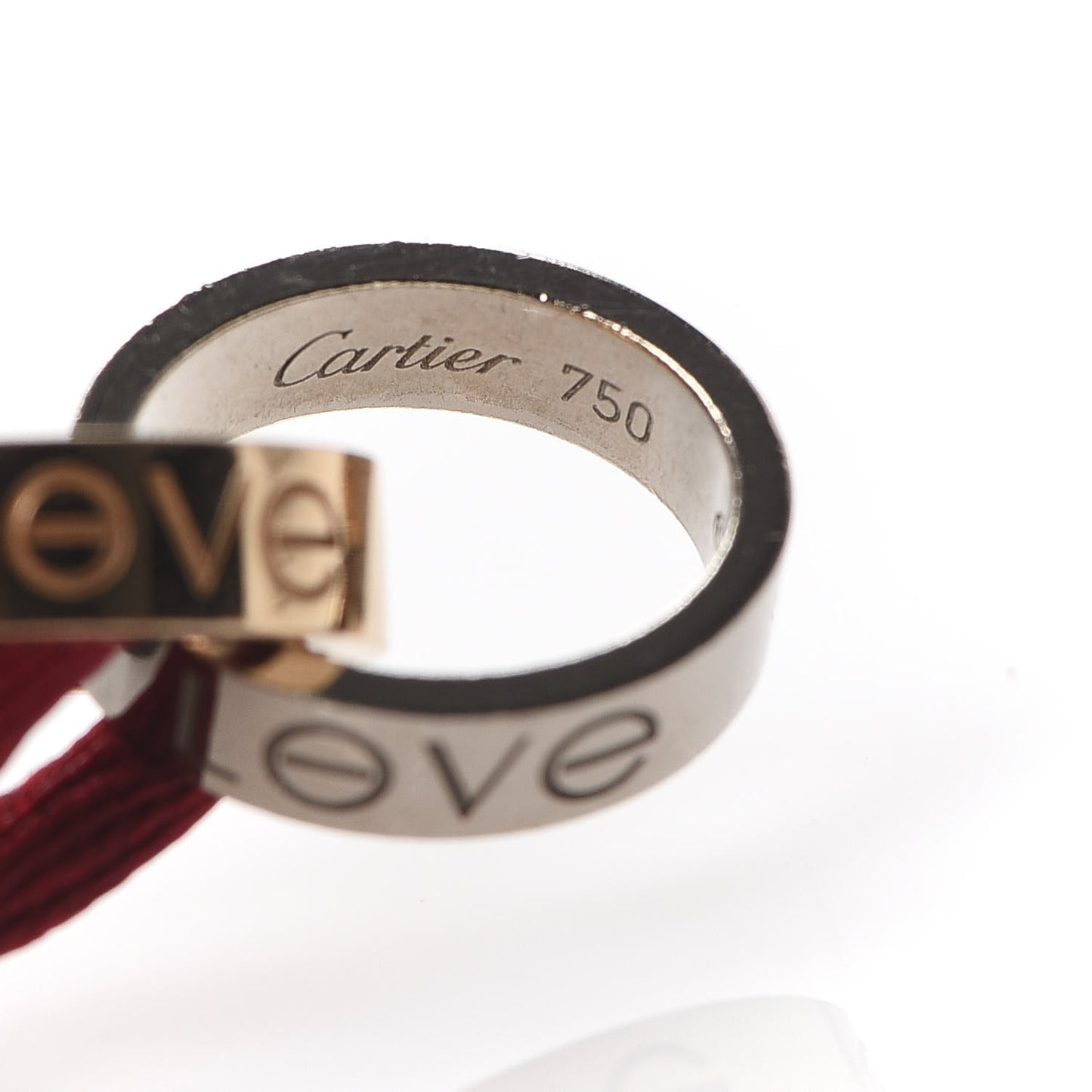 18K White Gold Pink Gold Silk Adjustable Two Hoops Love Bracelet Red