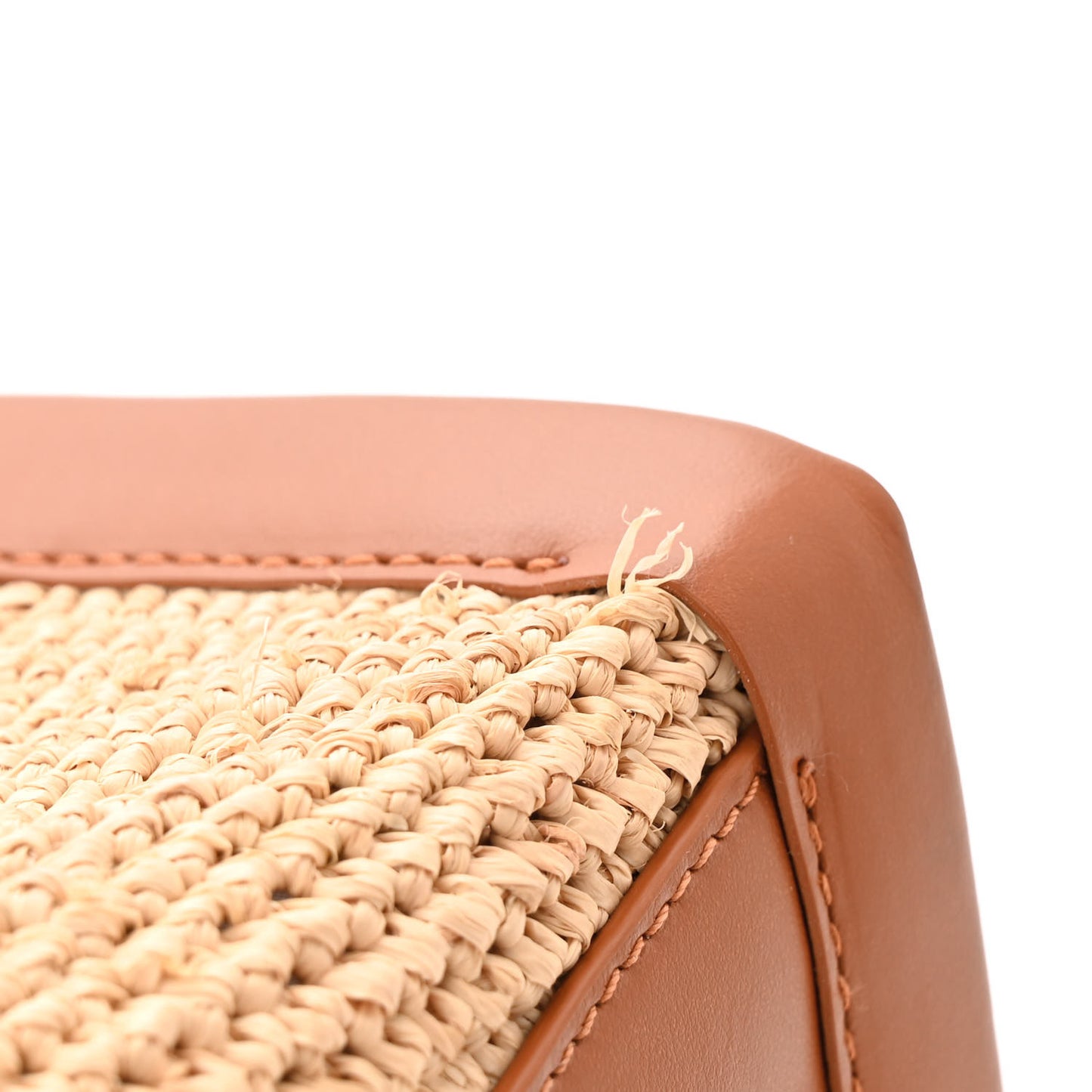 Raffia Calfskin Small By My Side Tote Natural Cuoio