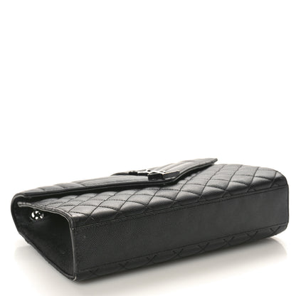 Saint Laurent Grain De Poudre Textured Mixed Matelasse Large Triquilt Monogram Monochrome Satchel Black 4 of 15