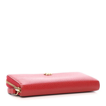 Gucci Dollar Calfskin GG Marmont Zip Around Wallet Hibiscus Red 4 of 5