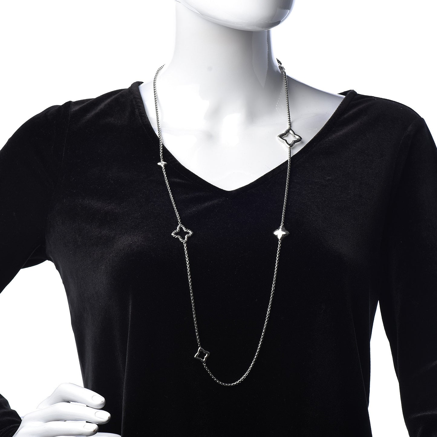 Sterling Silver 25mm Quatrefoil Chain Necklace