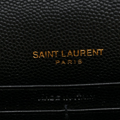 Saint Laurent Grain De Poudre Matelasse Chevron Monogram Chain Wallet Black 6 of 9