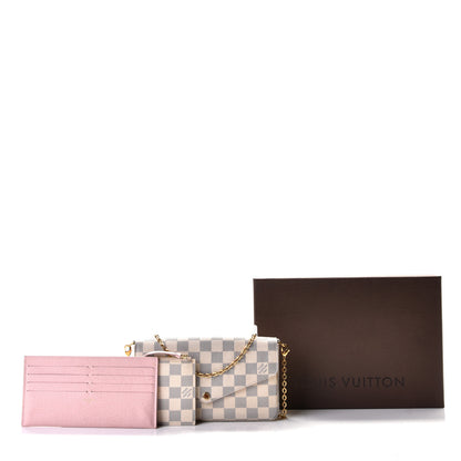 Louis Vuitton Damier Azur Pochette Felicie Chain Wallet Rose Ballerine 11 of 11