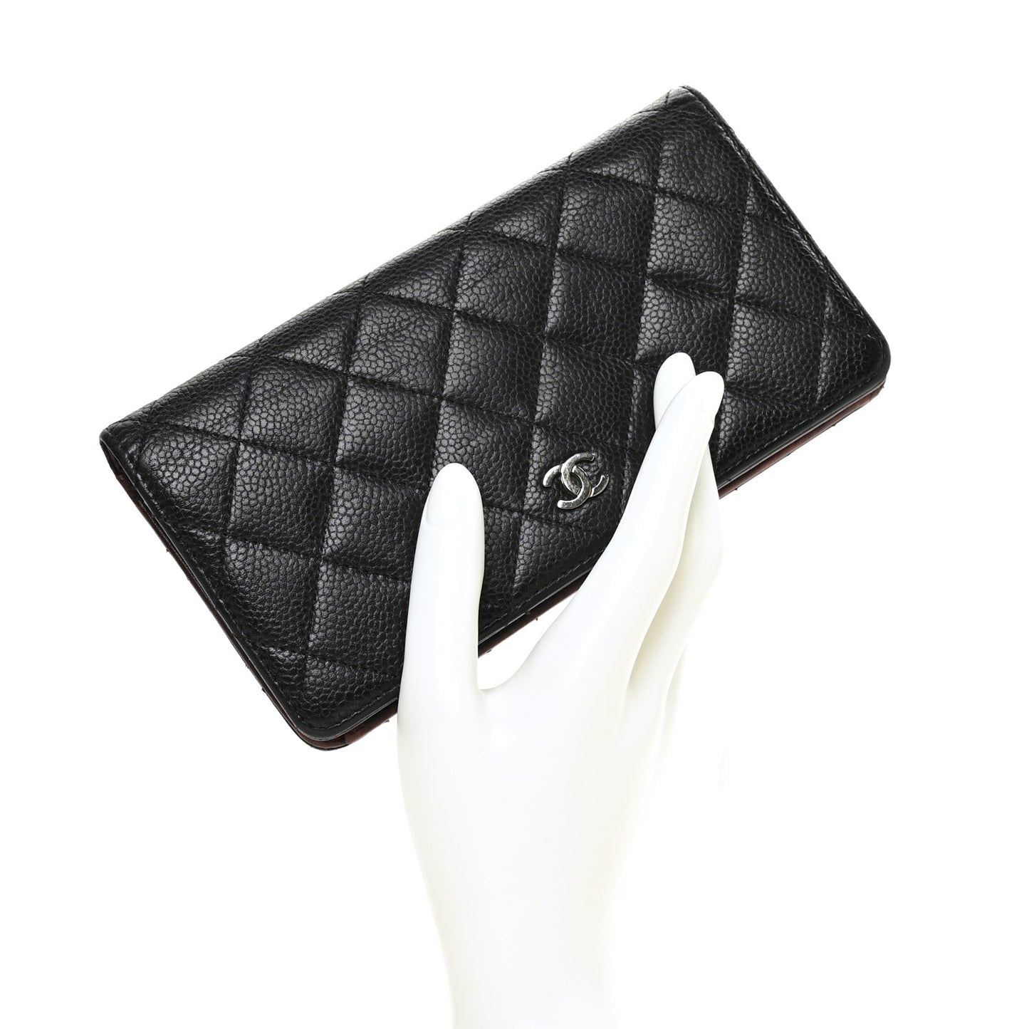 Caviar Quilted Yen Wallet Black
