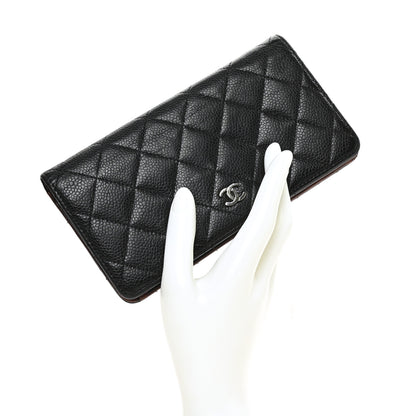 Chanel Caviar Quilted Yen Wallet Black 2 of 9