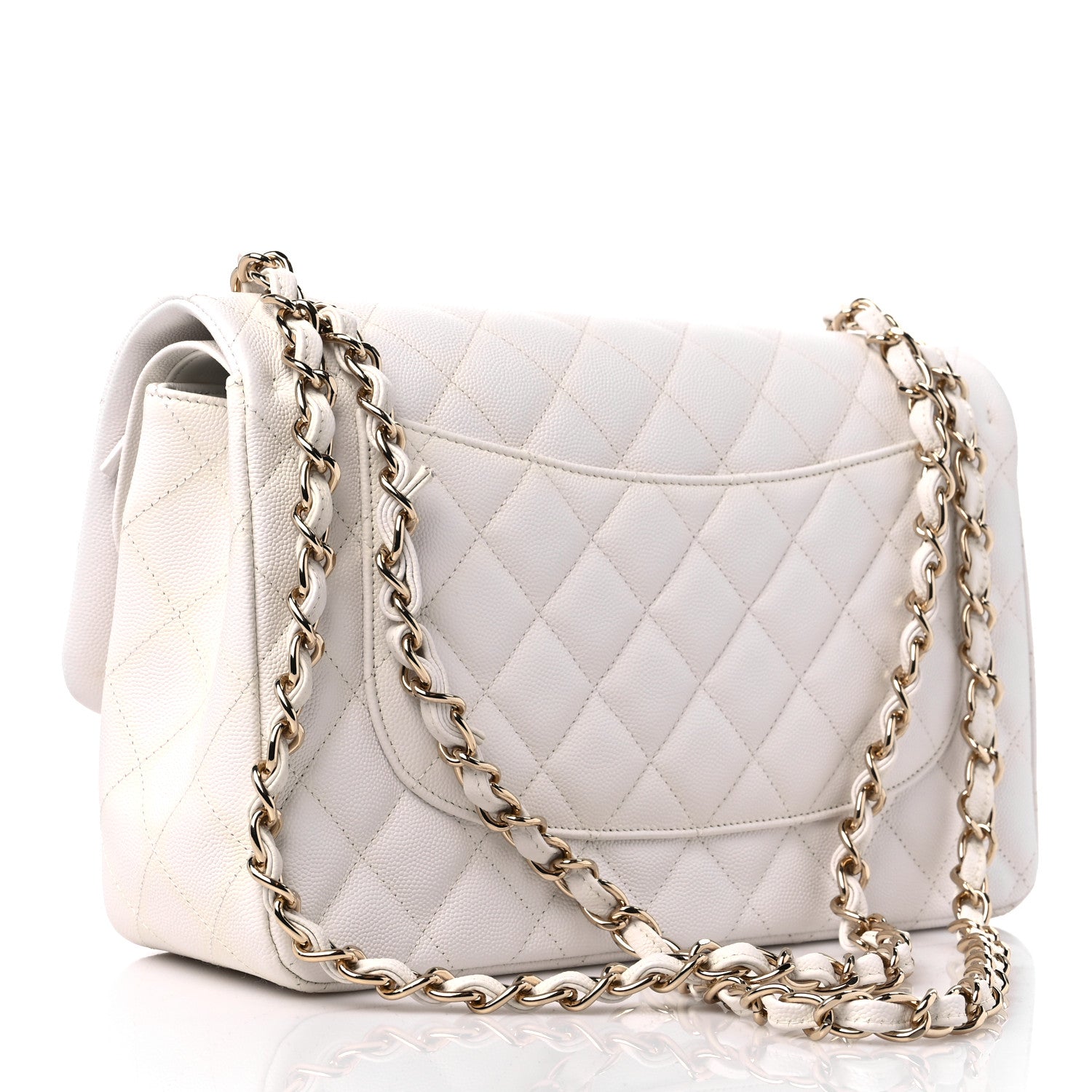 Chanel Caviar Quilted Jumbo Double Flap White 4 of 21