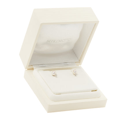 Mikimoto 18K White Gold Diamond 6-6.5mm Pearl Stud Earrings 6 of 6
