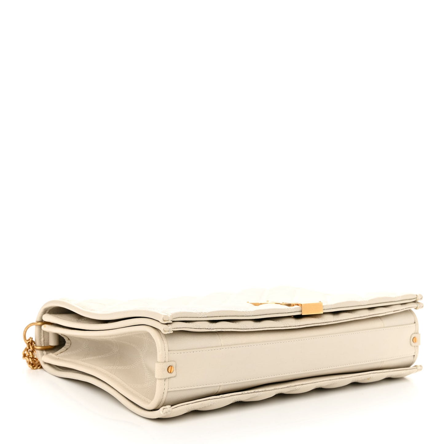 Lambskin Quilted Large Becky Chain Bag Crema Soft