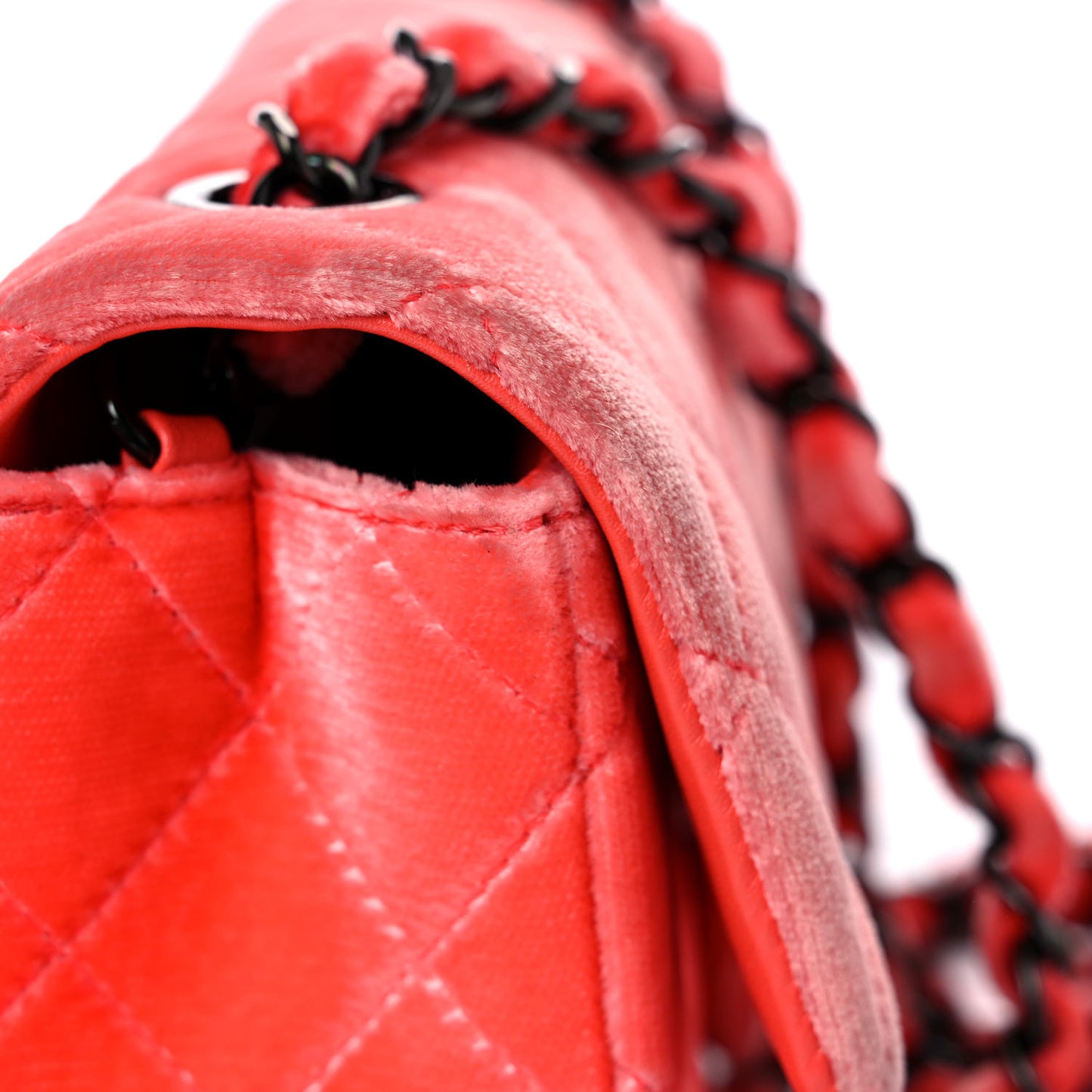 Velvet Quilted Mini Rectangular Flap Coral
