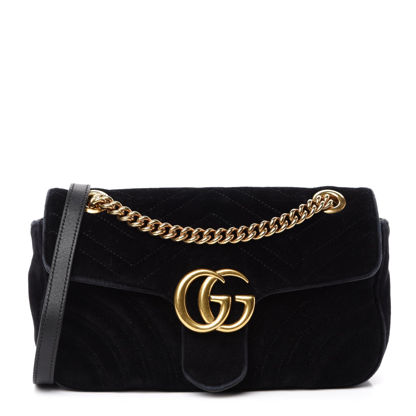 Velvet Matelasse Small GG Marmont Shoulder Bag Black