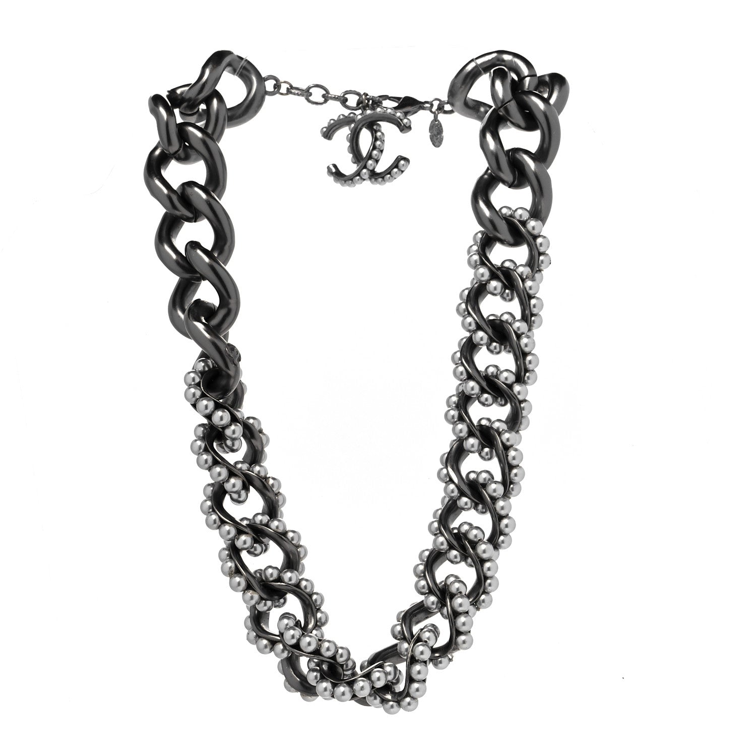 Chanel Ruthenium Pearl CC Chain Short Necklace Grey 3 of 5
