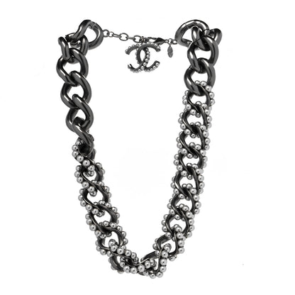 Chanel Ruthenium Pearl CC Chain Short Necklace Grey 3 of 5