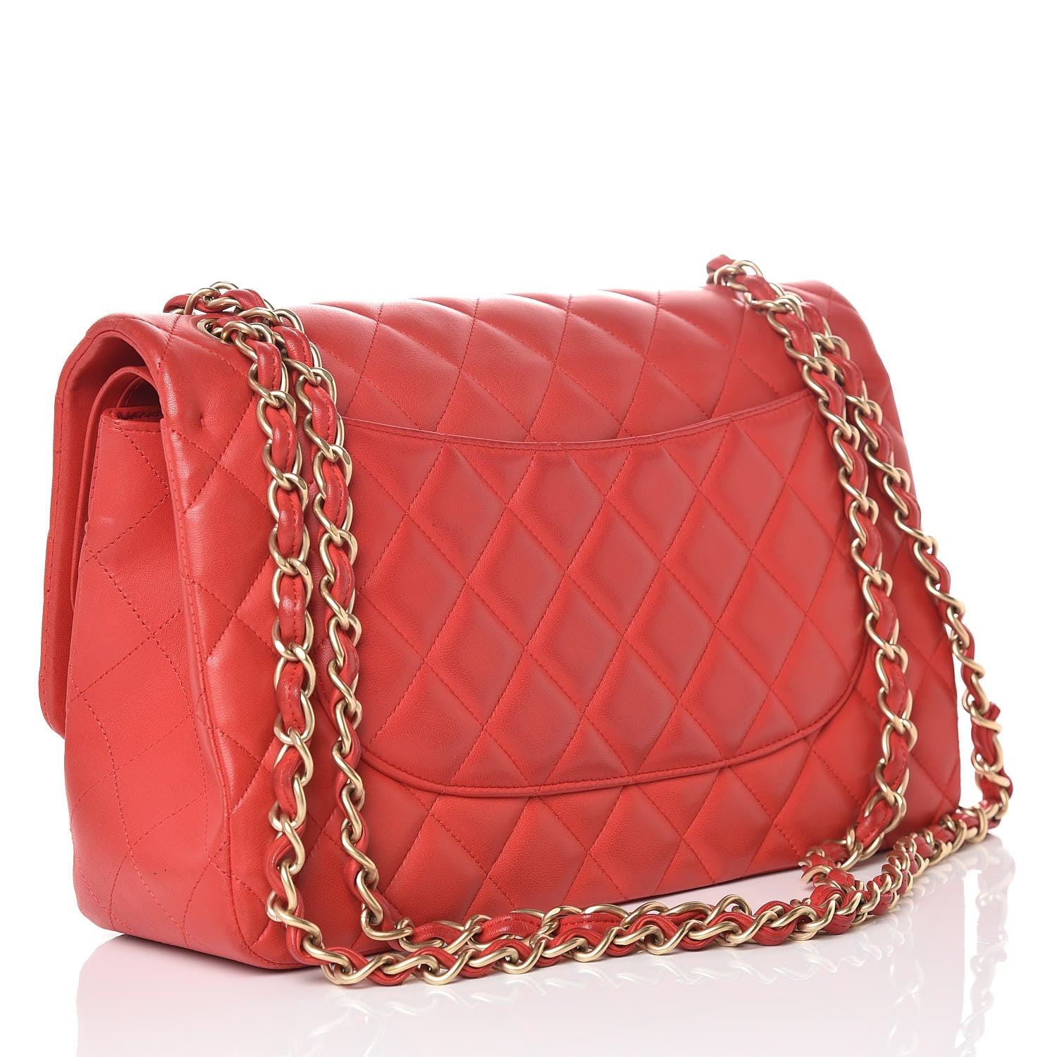 Chanel Lambskin Quilted Jumbo Double Flap Red 3 of 14