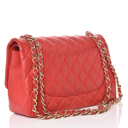 Chanel Lambskin Quilted Jumbo Double Flap Red 3 of 14