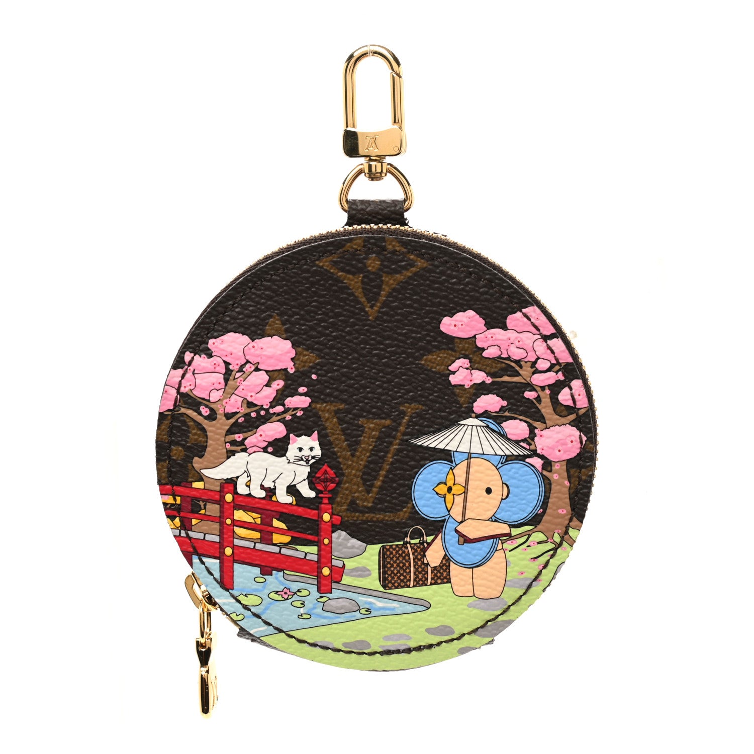 Louis Vuitton Monogram 2021 Christmas Animation Japanese Garden Round Coin Purse Wisteria Pink 1 of 4