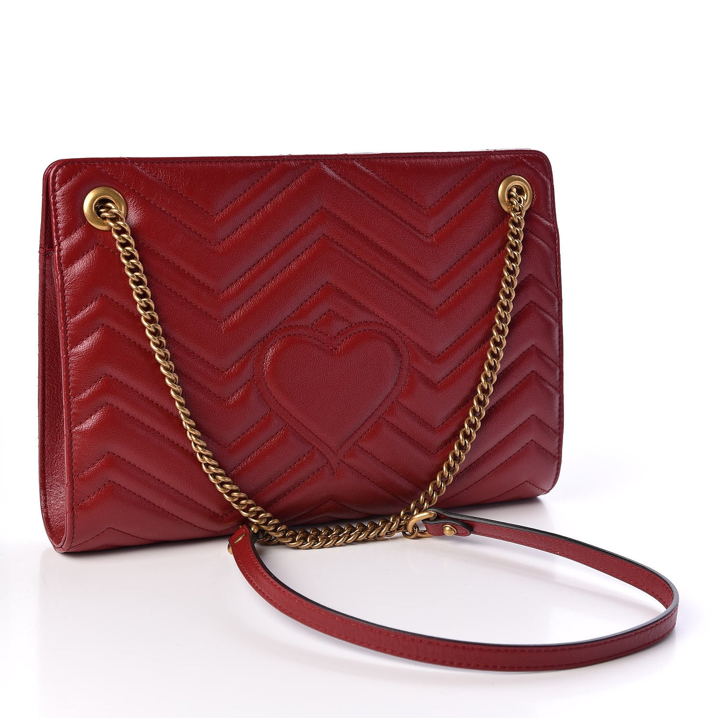 Azalea Calfskin Matelasse Heart Medium GG Marmont Slim Shoulder Bag Romantic Cerise
