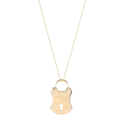 Tiffany 18K Yellow Gold Diamond Emblem Lock Pendant Necklace 1 of 7
