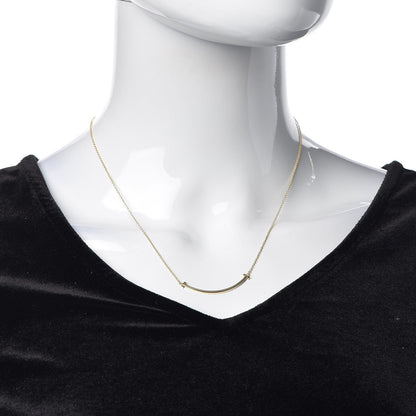 Tiffany 18K Yellow Gold Small T Smile Pendant Necklace 2 of 7