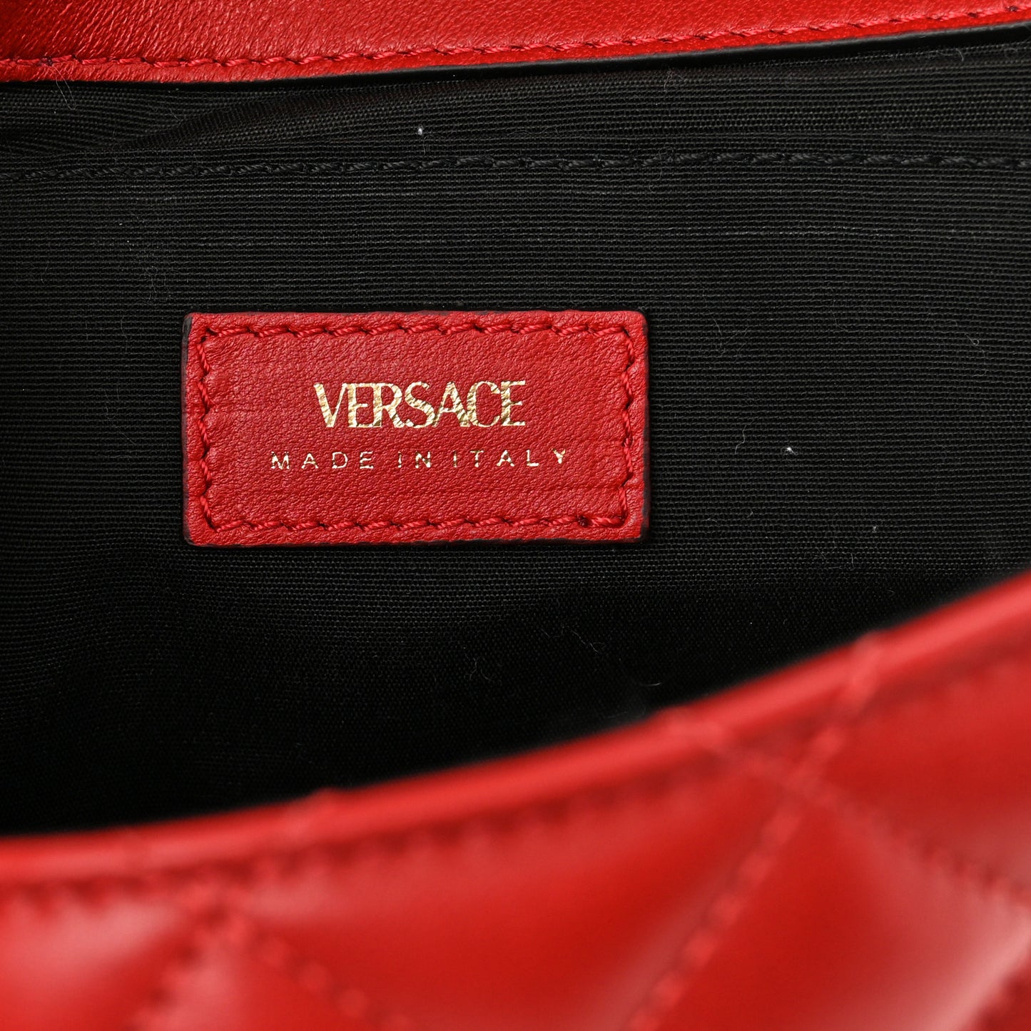Nappa Quilted Medusa Chain Crossbody Red