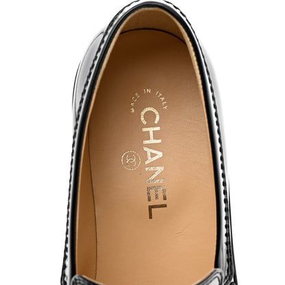 Chanel Shiny Calfskin Logo Loafers 42 Black 7 of 9