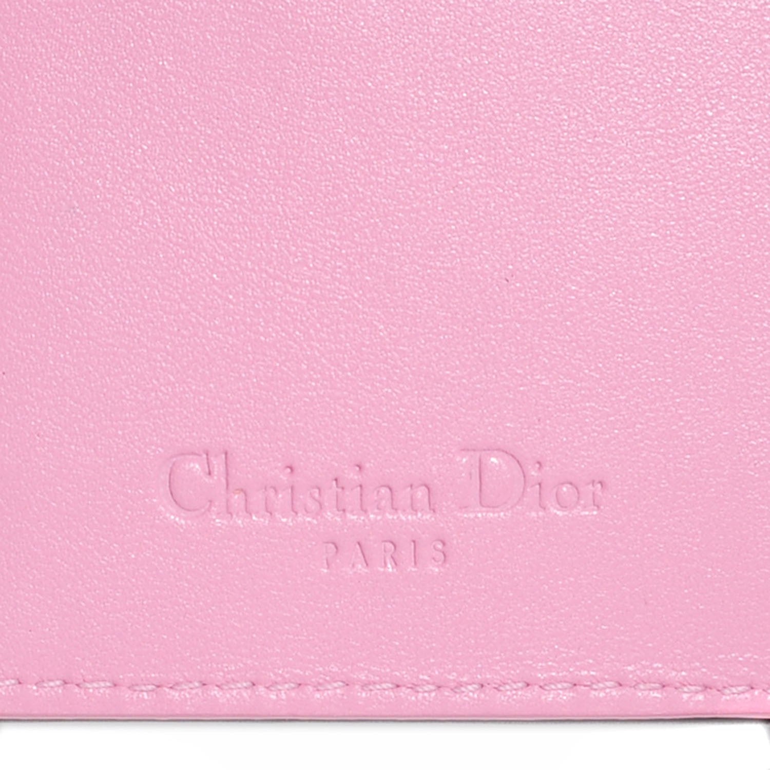 Christian Dior Lambskin Cannage Bi-Color Small Lady Dior Flap Card Holder Black Pink 6 of 9