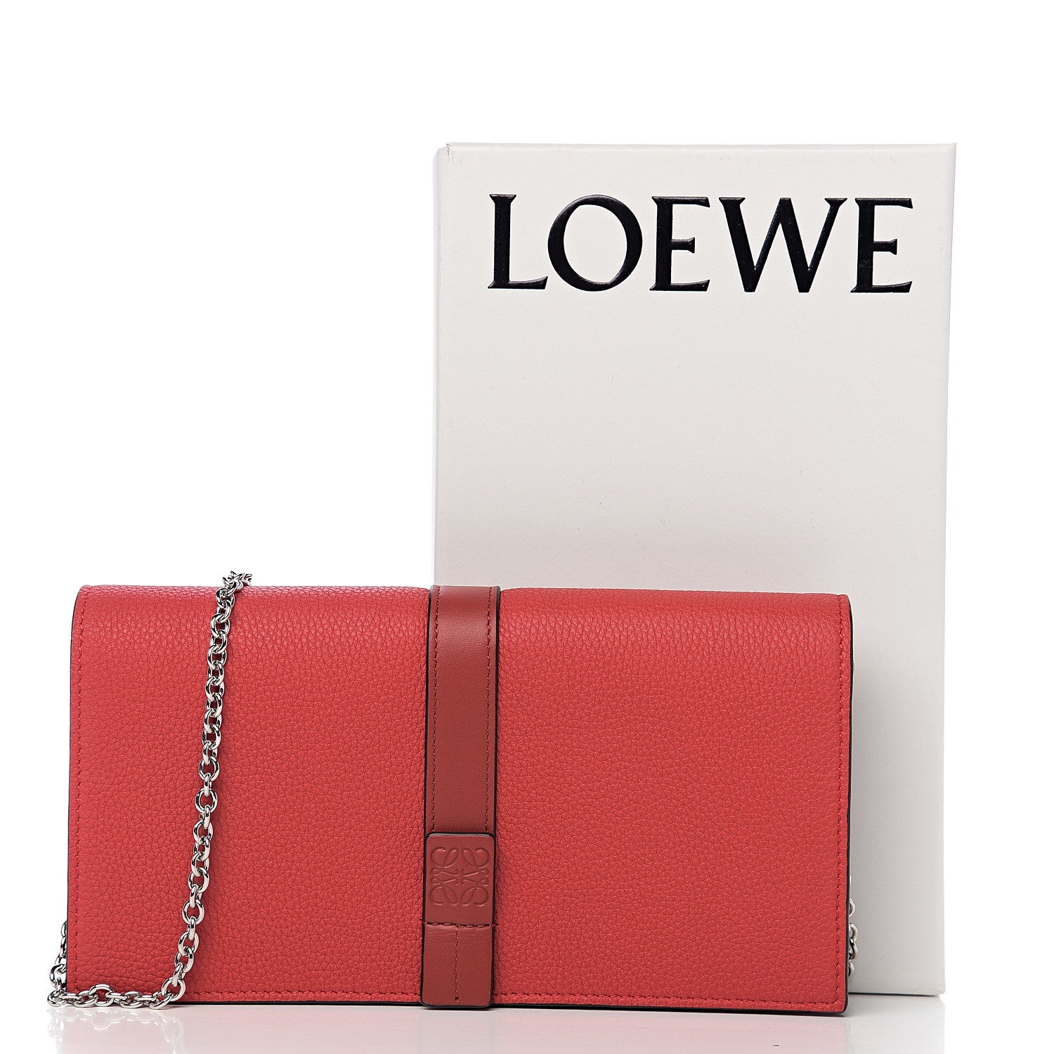 Loewe Grained Calfskin Chain Wallet Burnt Red 10 of 10